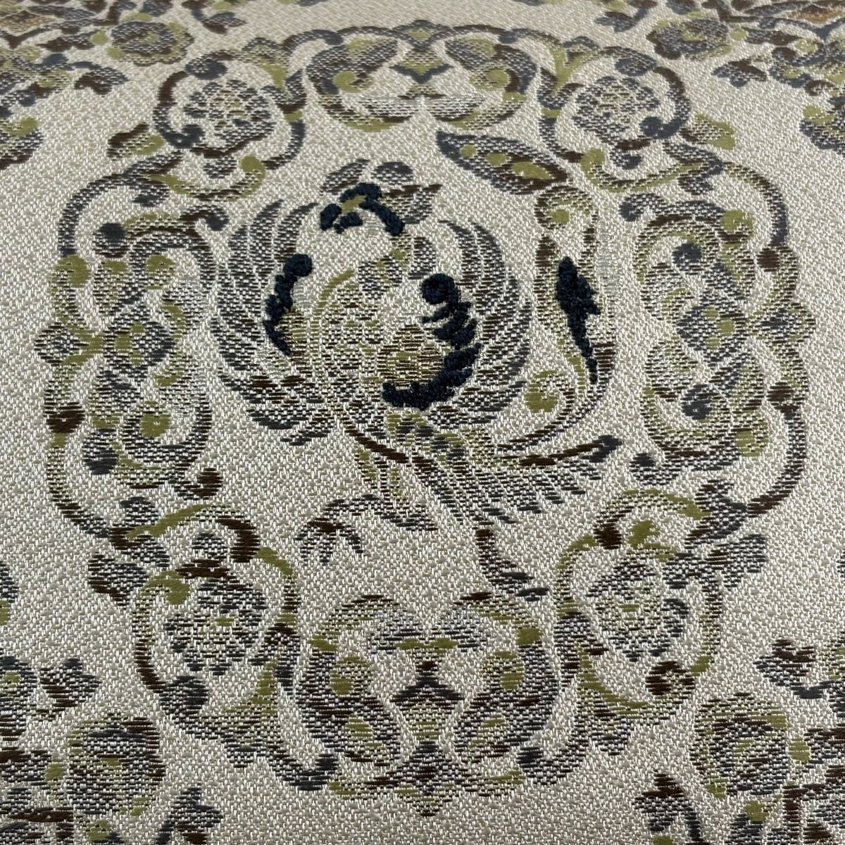 美品】 袋帯 名品 花鳥 華文 金銀糸 灰色 お太鼓柄 正絹 【中古