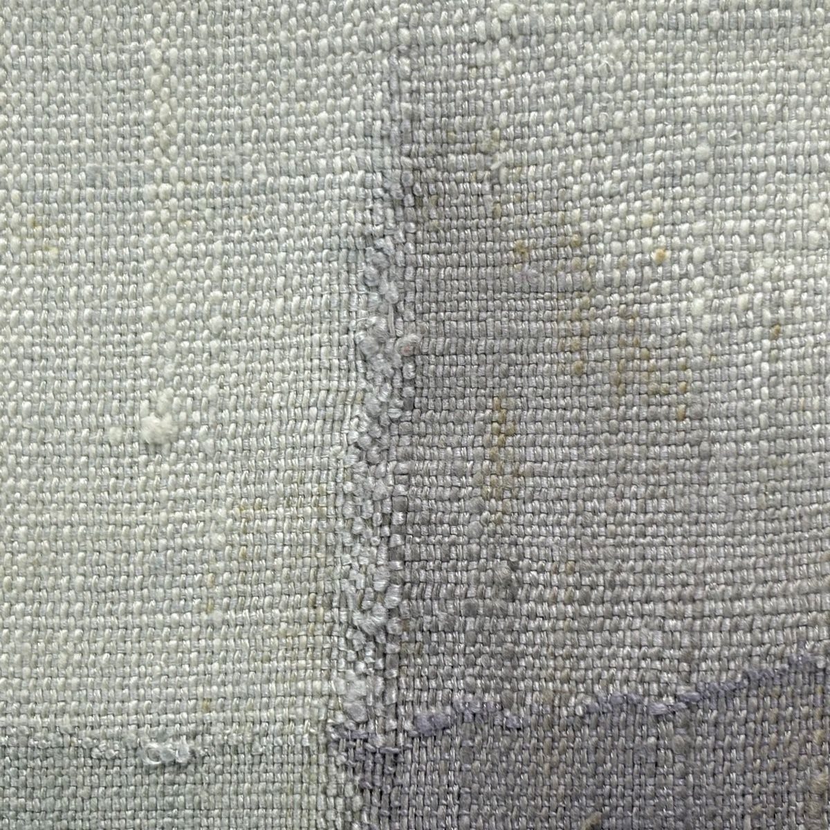  名古屋帯 名品 渡文 証紙 葉柄 幾何学模様 金銀糸 青灰色 正絹 名古屋帯 帯