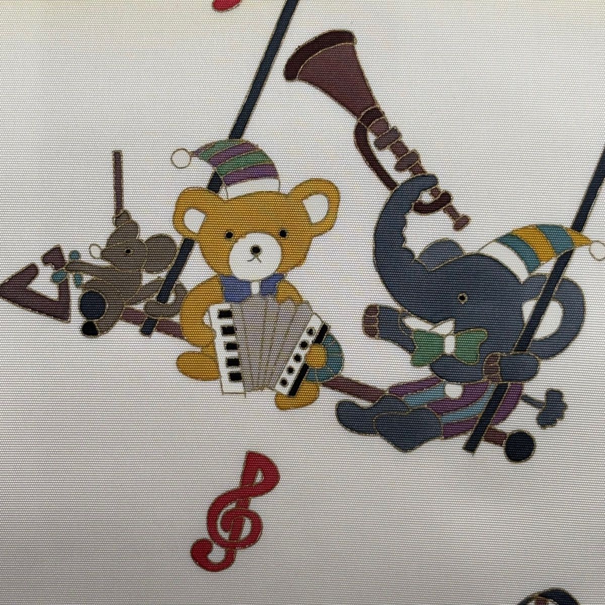 名古屋帯 動物 楽器 金彩 ぼかし からし色 正絹