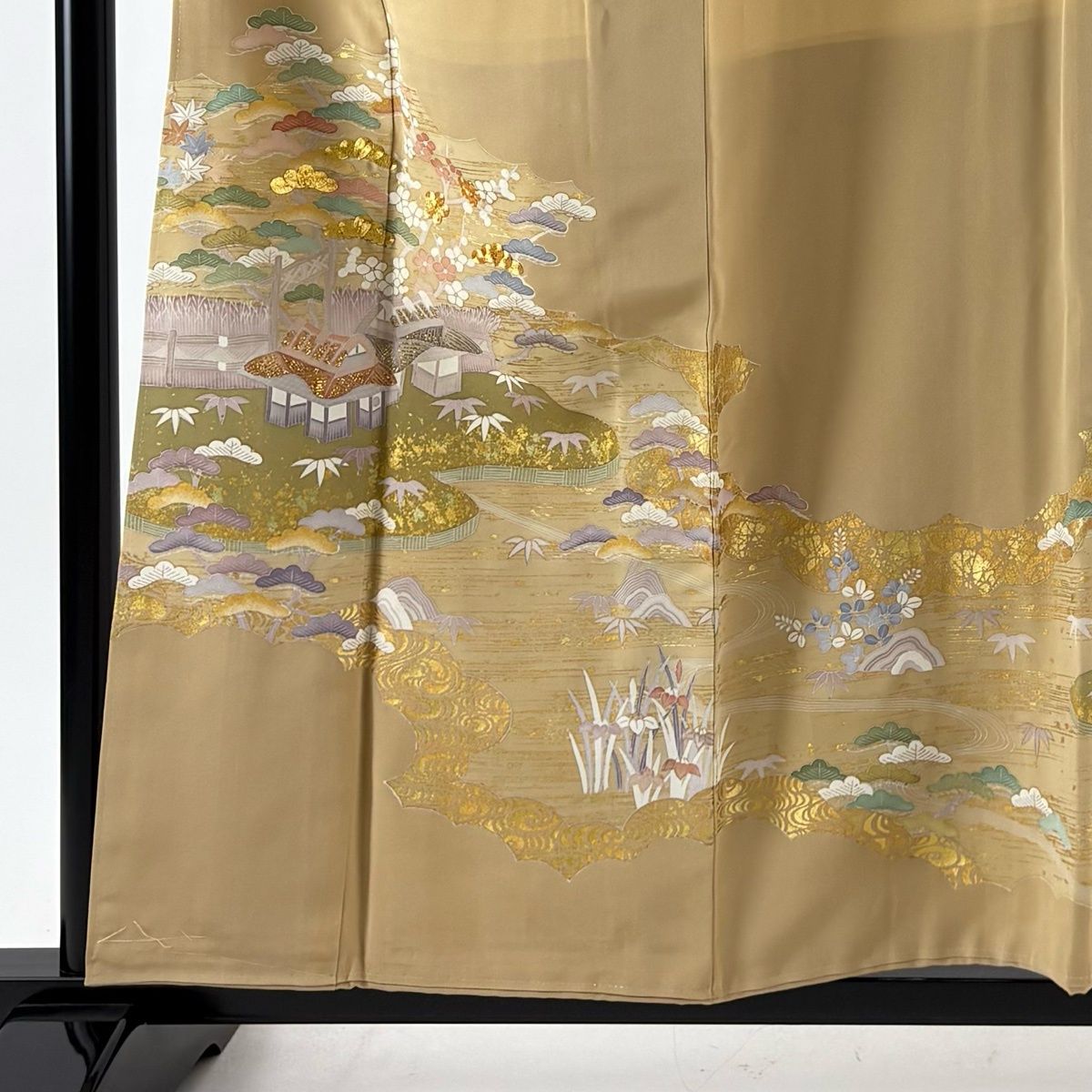 色留袖 身丈156 5 cm 裄丈62 S 袷 千總 落款 茶屋辻 金糸 金彩 ベージュ 正絹 三つ紋