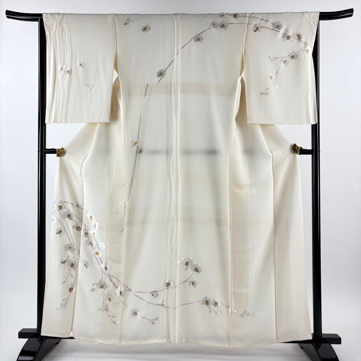 訪問着 身丈160 cm 裄丈65 5 M 袷 蘭 金銀糸 刺繍 クリーム 正絹