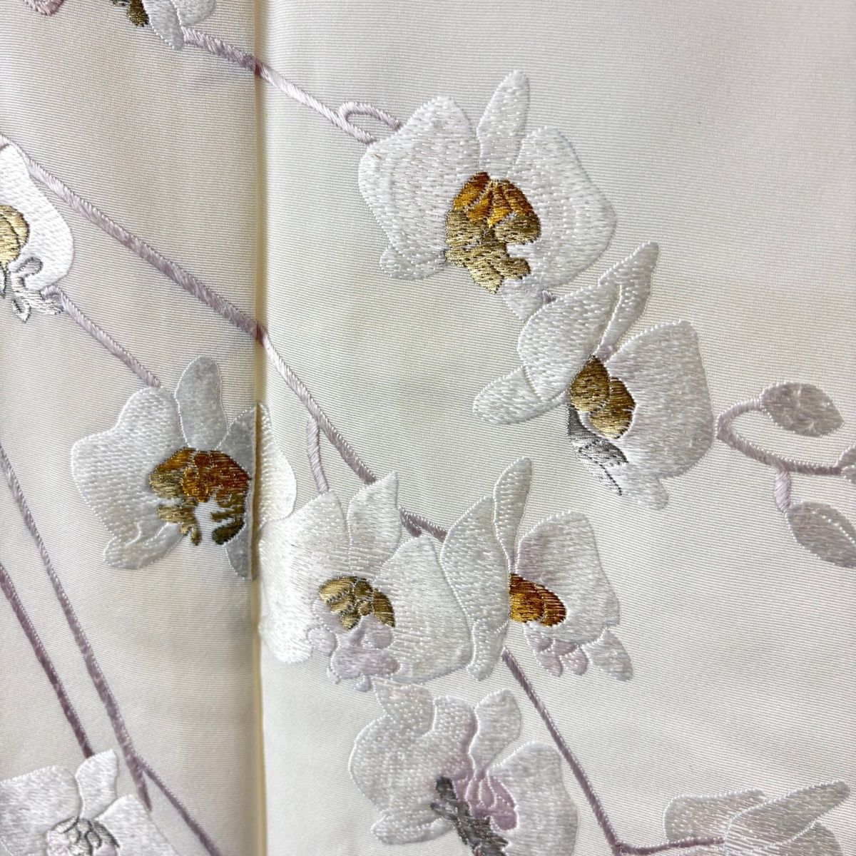  訪問着 身丈160 cm 裄丈65 5 M 袷 蘭 金銀糸 刺繍 クリーム 正絹 訪問着 付け下げ 着物