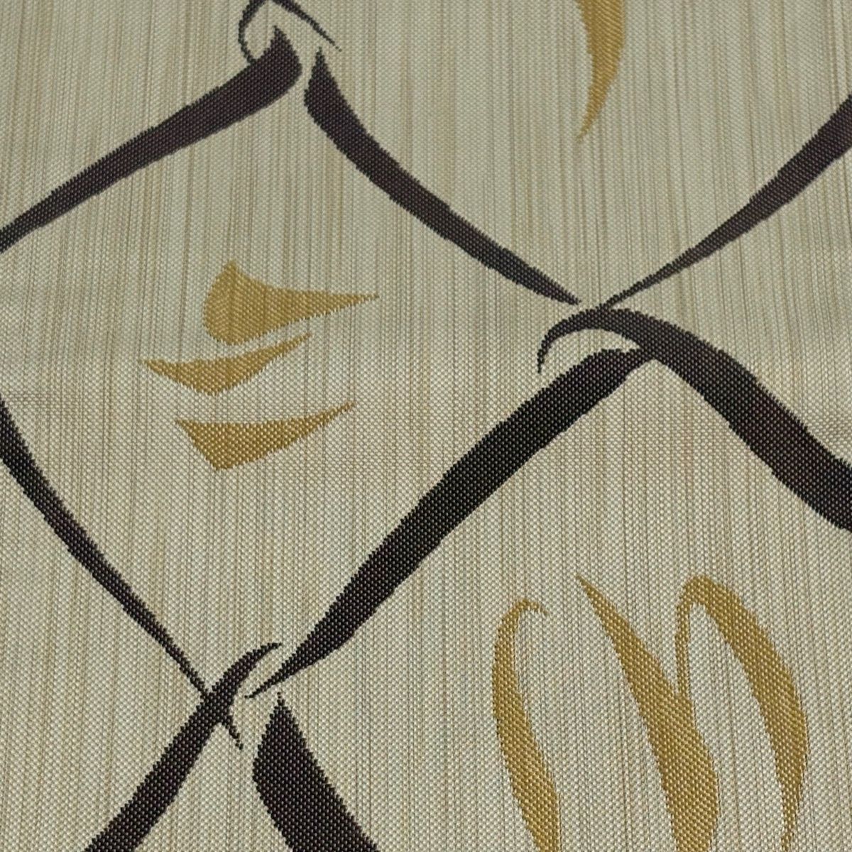 半幅帯 秀品 証紙 博多織 幾何学模様 薄茶色 正絹