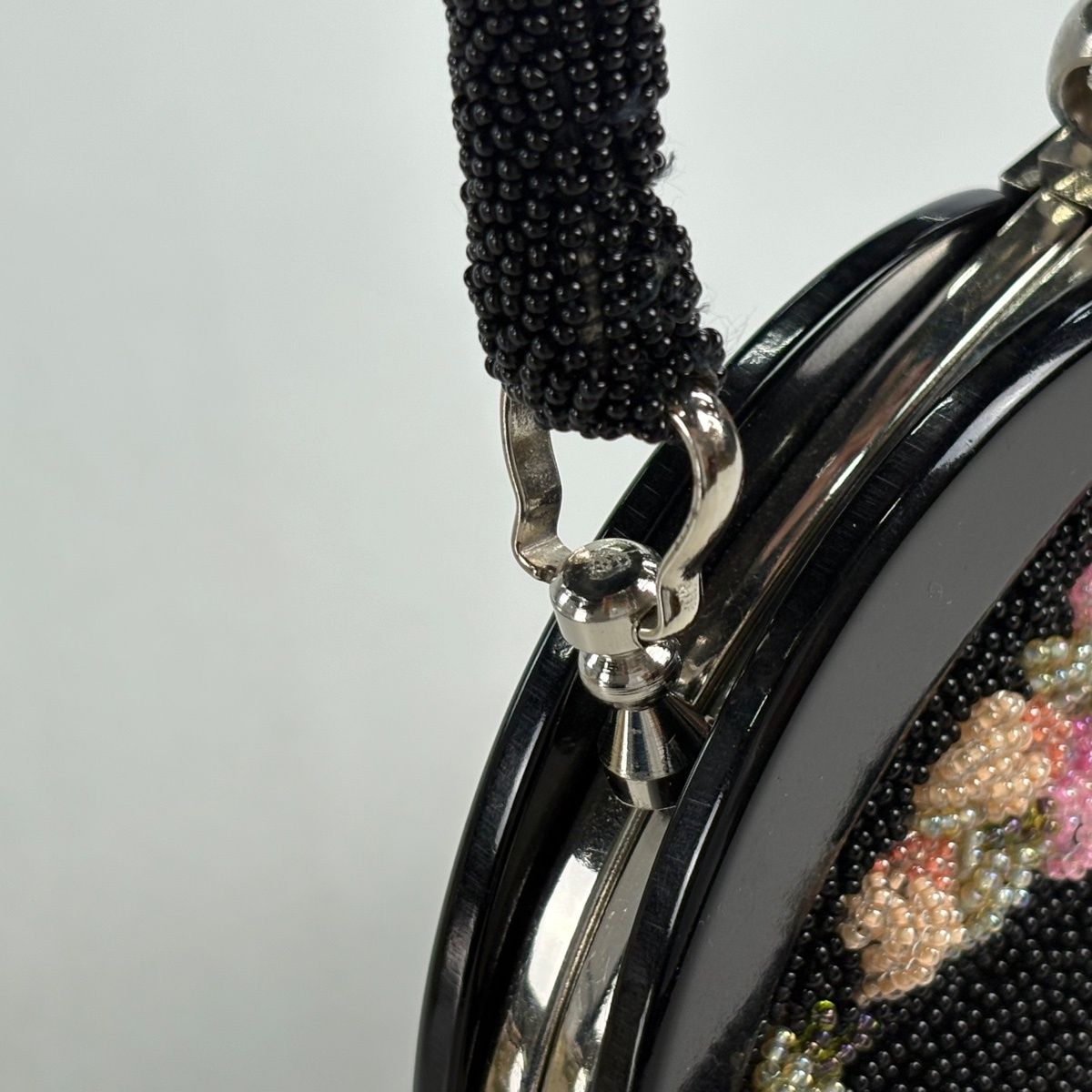  和装バッグ 優品 ビーズバッグフォーマル 草花 黒 ビーズ 和装小物 和装用バッグ 着物 浴衣