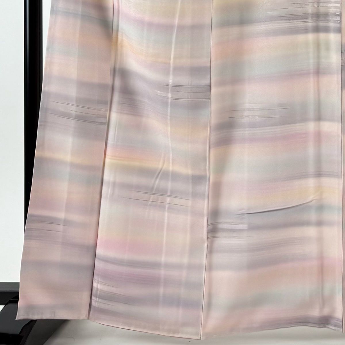 小紋 身丈165 cm 裄丈63 S 袷 袋帯セット 落款 霞 地紋 銀糸 ぼかし 薄ピンク 正絹 秀品