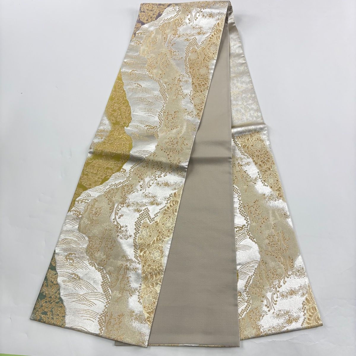  訪問着 身丈162 cm 裄丈67 M 袷 袋帯セット 草花 流水 絞り 黒灰 正絹 秀品 訪問着 付け下げ 着物