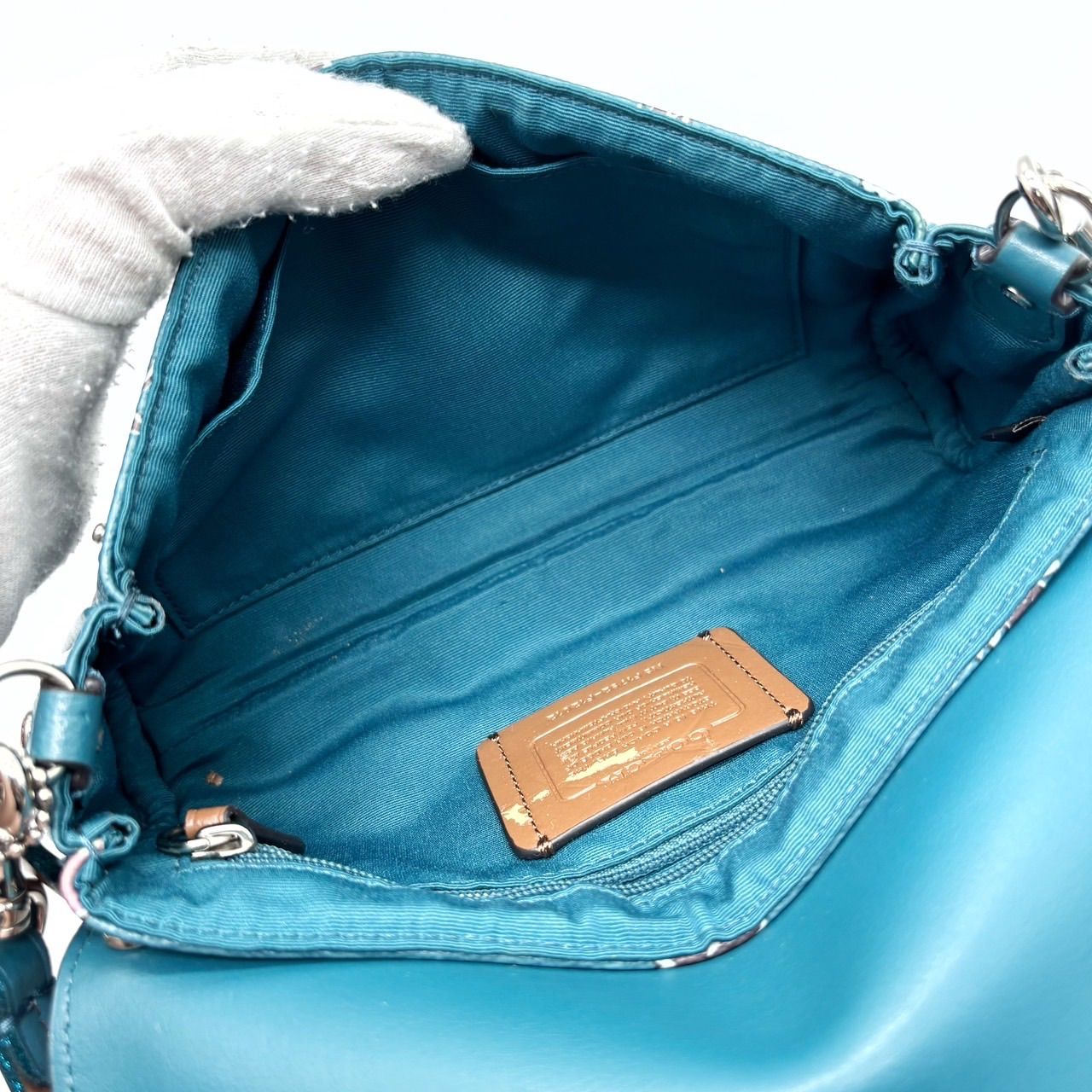良品】 coach コーチ 花柄 総柄 ポシェット ショルダーバッグ ポーチ 