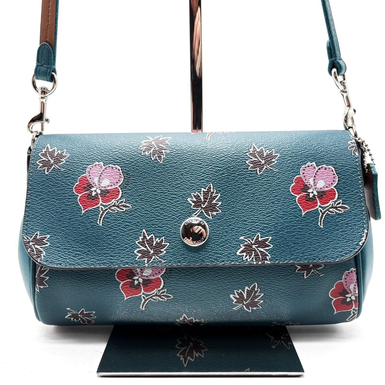 良品】 coach コーチ 花柄 総柄 ポシェット ショルダーバッグ ポーチ 
