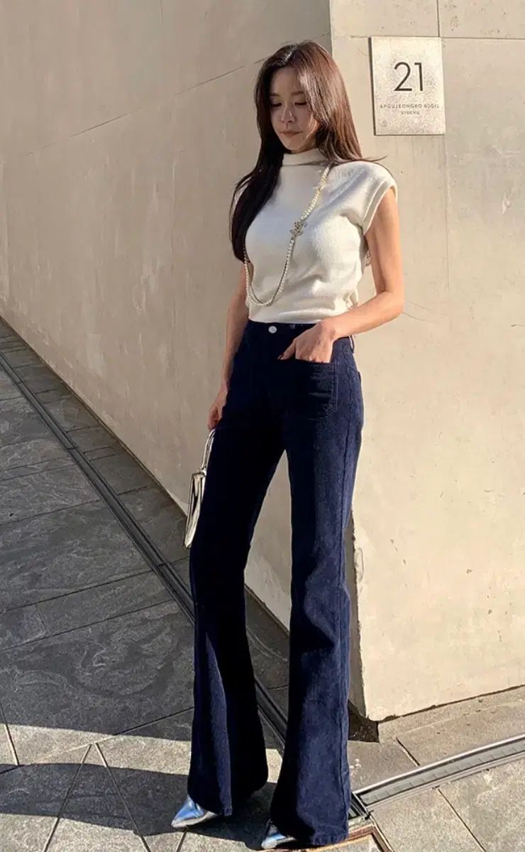 チークラベル ロイ エル スリム ブーツカット コーデュロイ パンツ