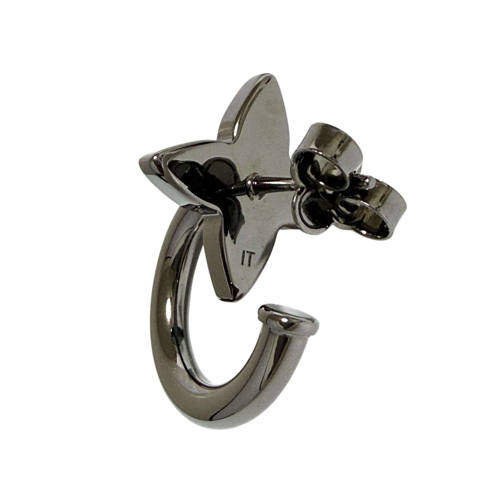 ルイヴィトン メンズ 片耳 ピアス のみ スターモチーフ ブラックメタル色