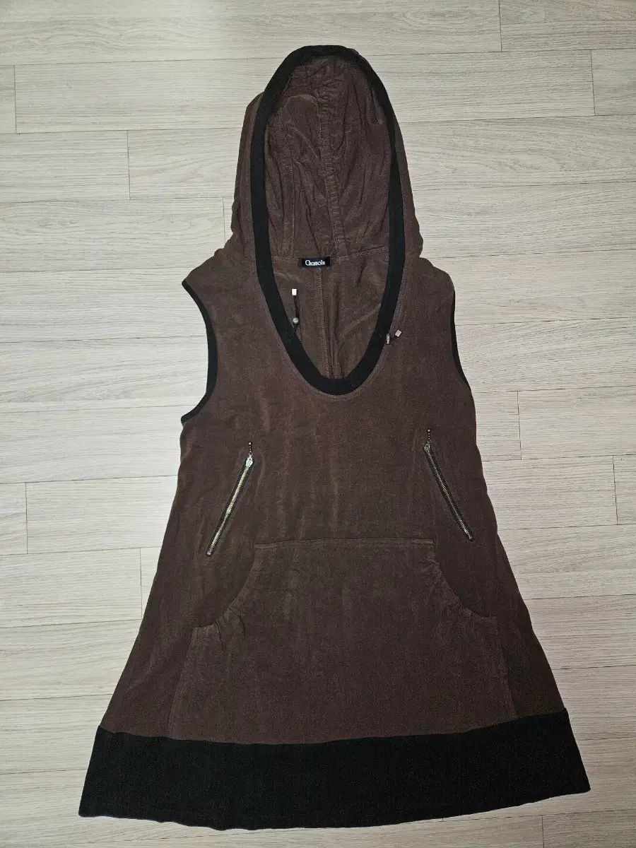 ブラウン フード キャミソール ONE PIECE