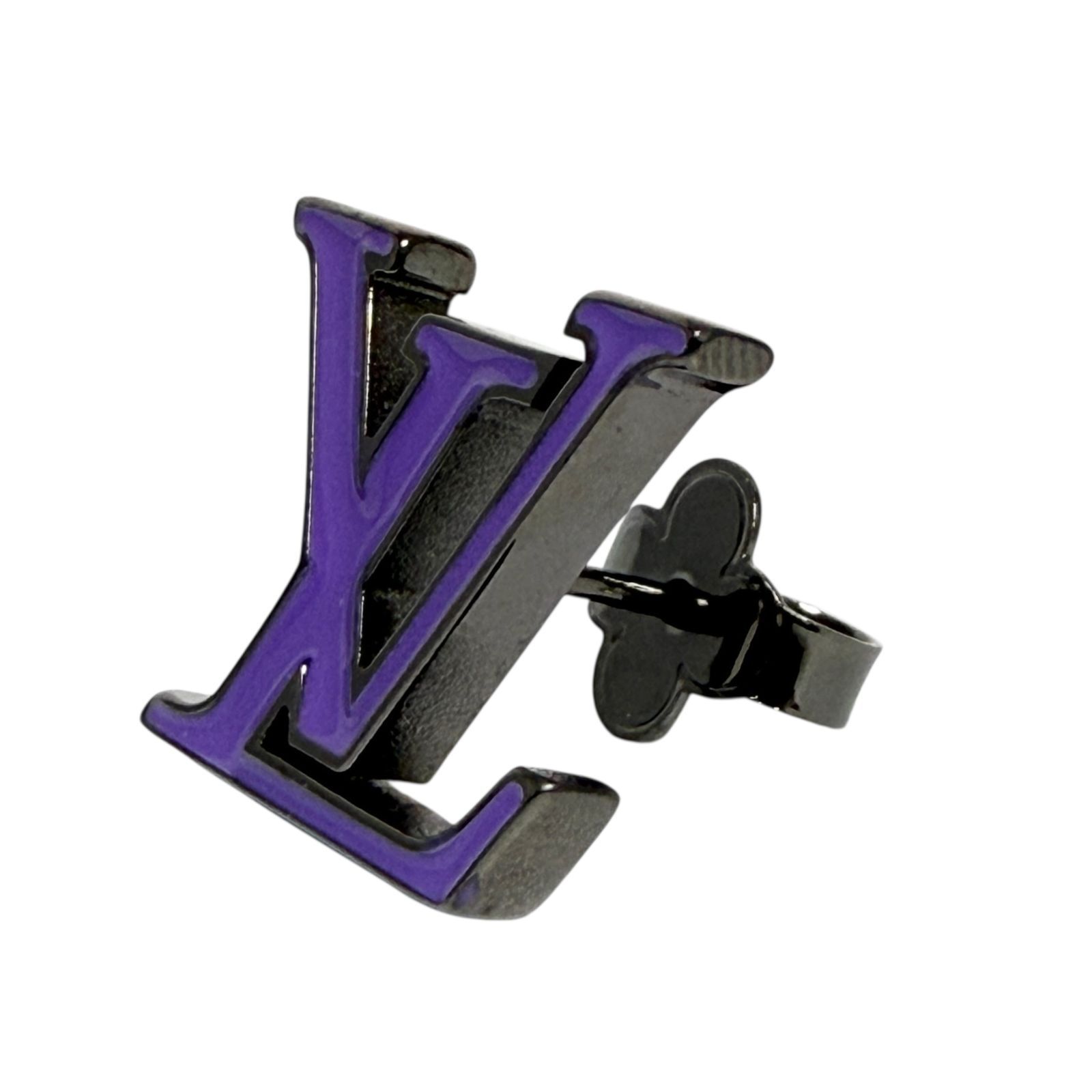 ルイヴィトン メンズ ピアス 片耳 1個のみ モノグラム ビーズ LV 紫色