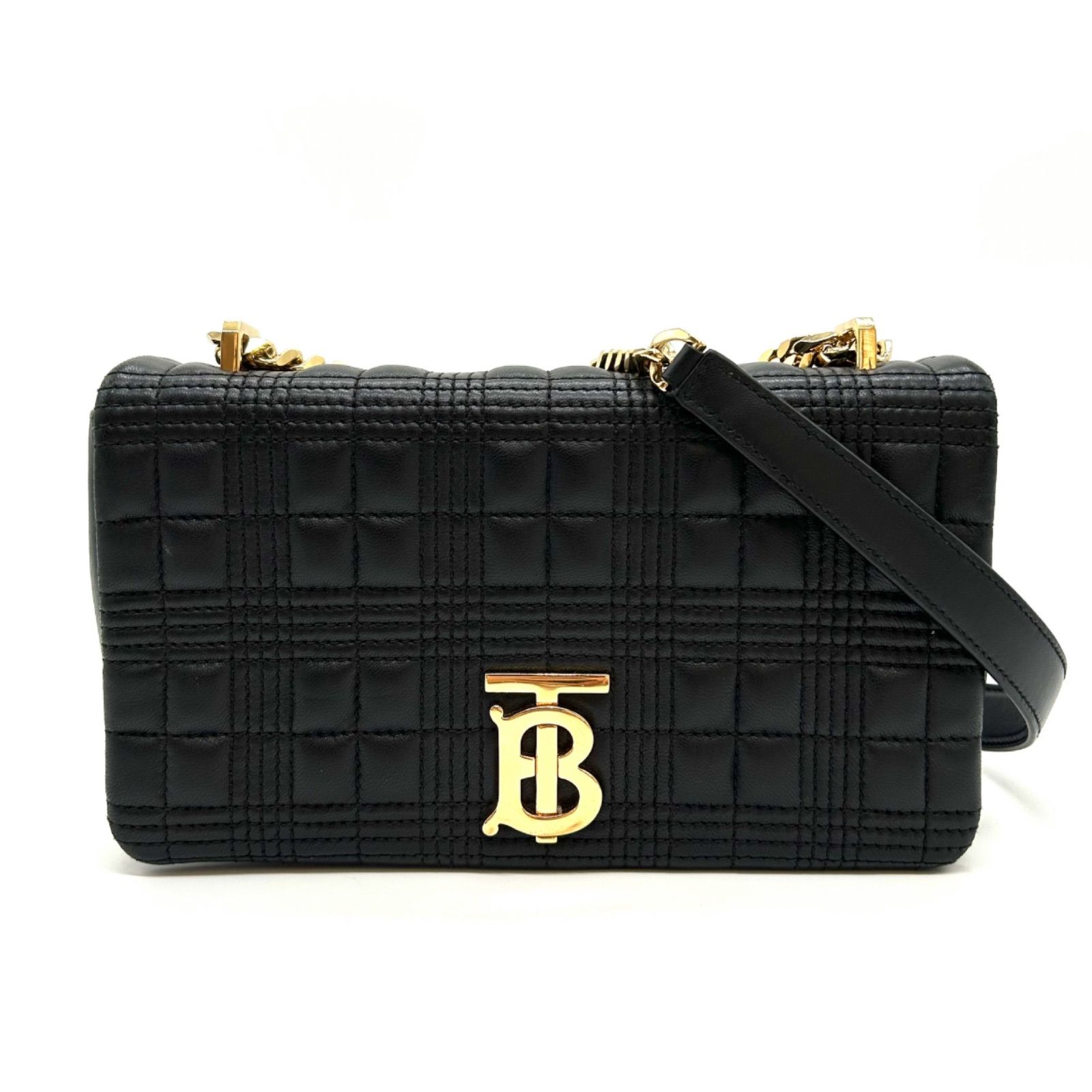 バーバリー TB ローラ チェーンショルダーバッグ ブラック レザー 8021492 スモール レディース ショルダーバッグ