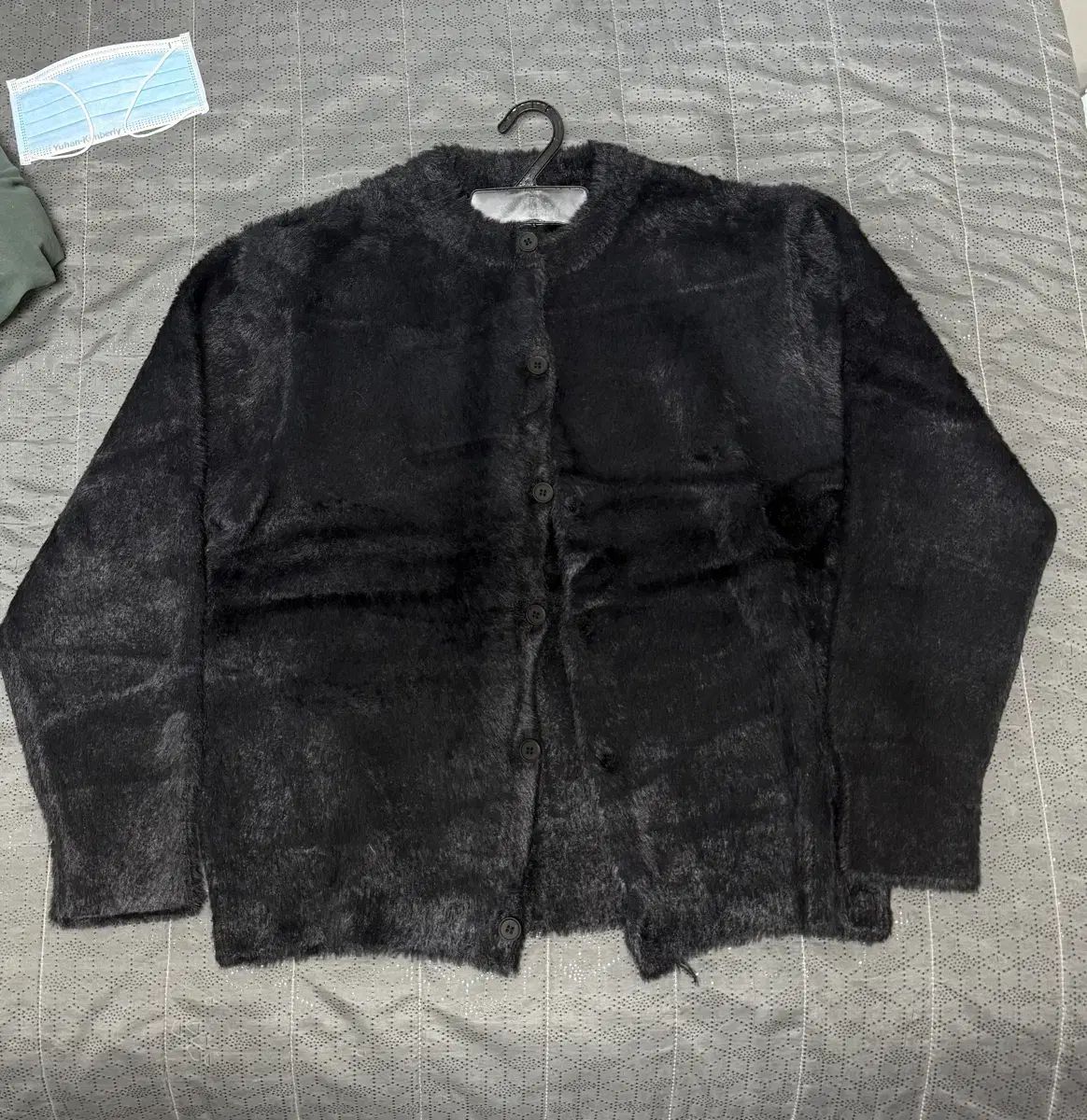 アンゴラ ファー ラウンド カーディガン ブラック