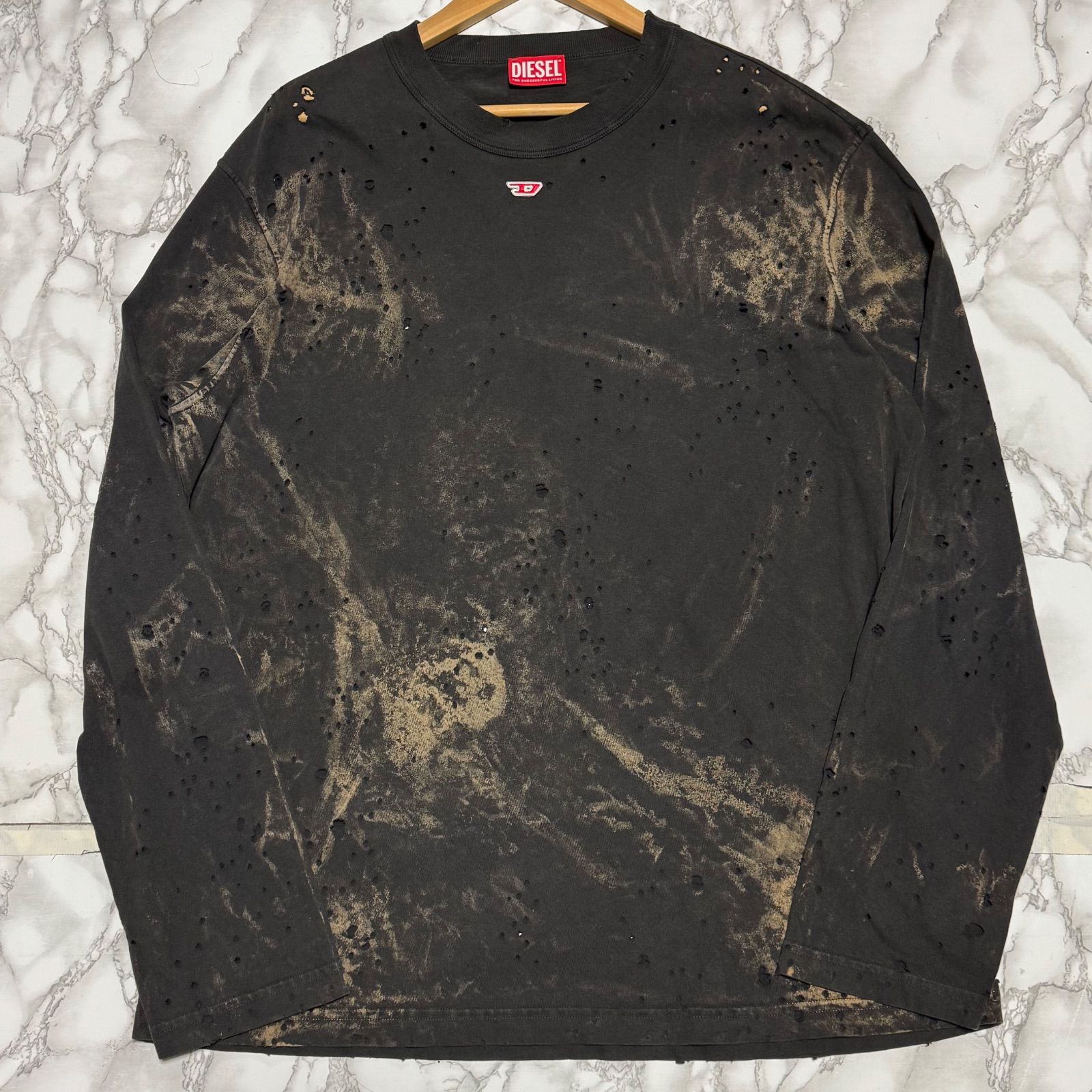 希少【DIESEL ディーゼル 【商品名】T-CRANE-LS-N2 ダメージ加工 ロゴ