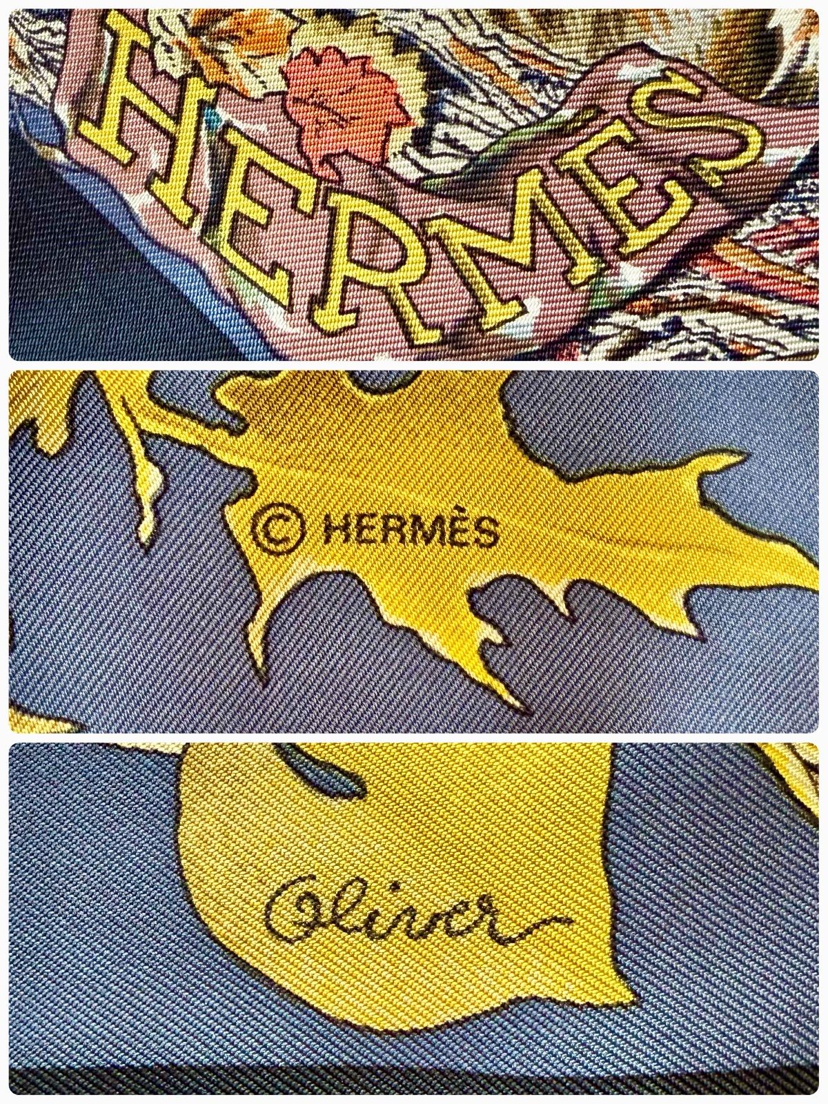  エルメス シルクスカーフ カレ90 テキサス動植物図鑑 カーミットオリヴァー ヴィンテージ バンダナ スカーフ 小物