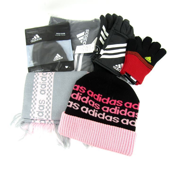 adida Snapsack, 니트 모자, 스카프, 장갑, 마스크, 6종 세트, 미사용, 브랜드, 벌크, 벌크, 벌크, 여성, 아동, 남아용 [중고]