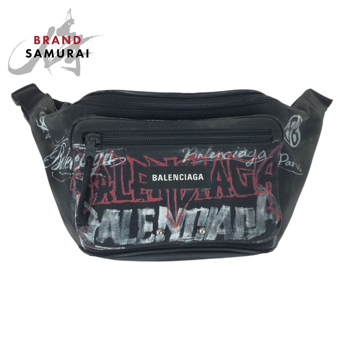 バレンシアガ diy metal allover ブラック レッド ホワイト ナイロン ボディバッグ ウエストポーチ 506857