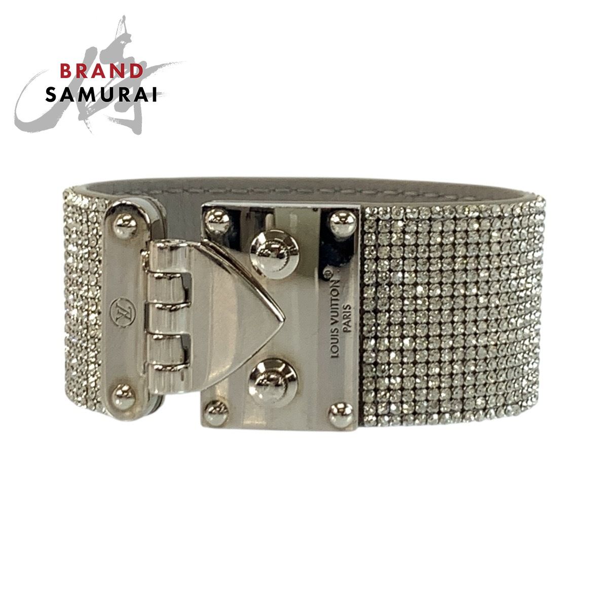 ルイヴィトン 25 SS マンシェット S ロックストラス シルバー ラインストーン パラジウム M 4216 F ブレスレット バングル 506847