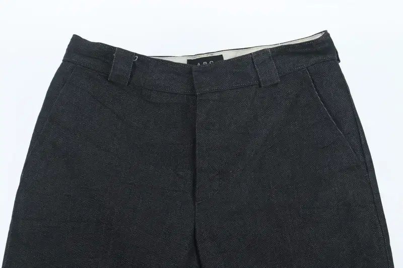 A P C WOMEN M コットン ポリ ピンタック デニム パンツ