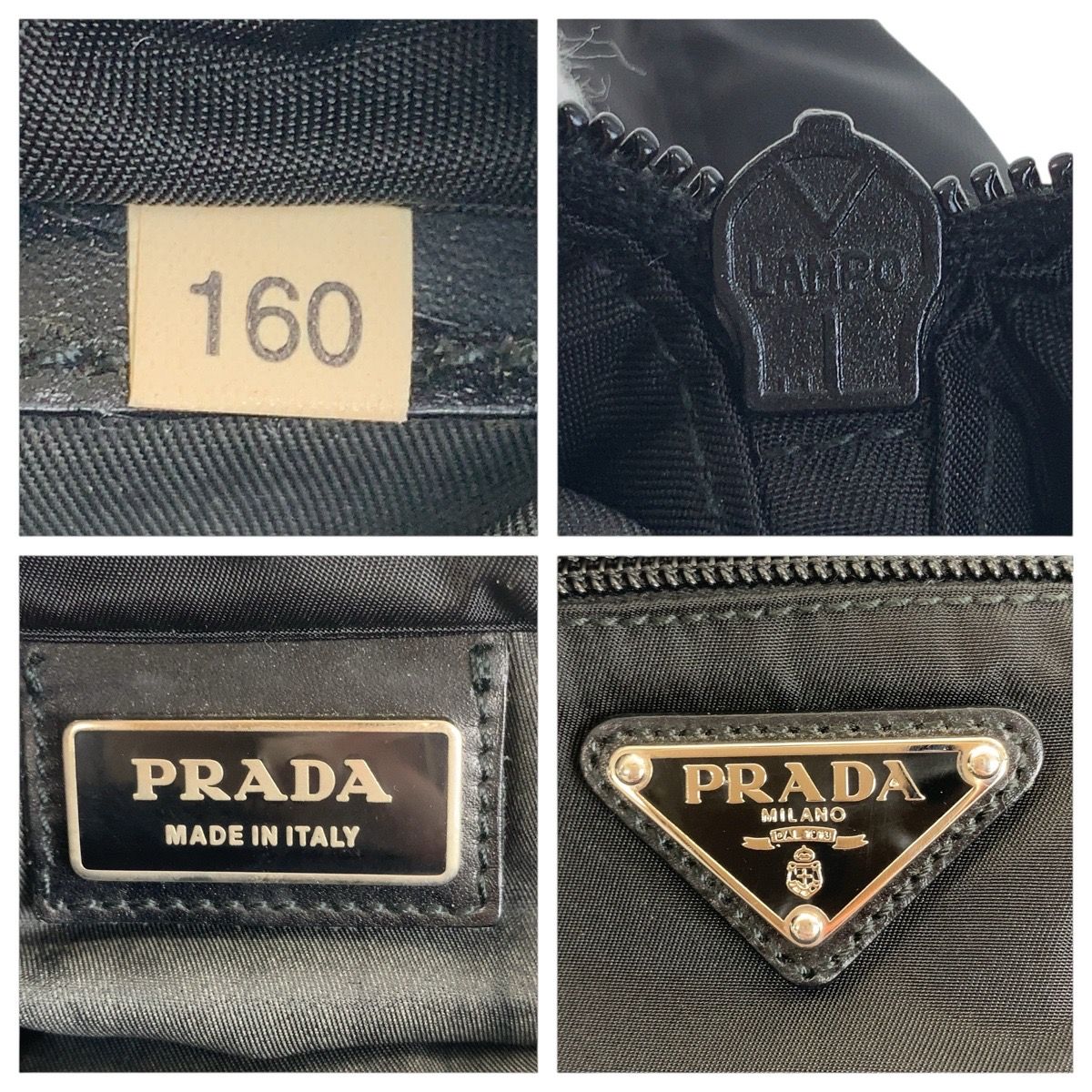 美品 PRADA プラダ テスート 三角ロゴプレート ブラック 黒 シルバー