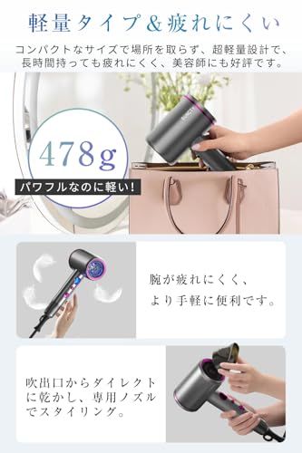  ヘアドライヤー 大風量 速乾 美髪 静電気抑制 3億高濃度マイナスイオン 高速ドライヤー 57℃恒温ヘアケア 3段階風速調節 温冷風切替 低騒音 速乾ドライヤー 髪ヘアケア 過熱防止機能 静音 ノズル付き 軽量 家庭用 サロン用 5 a 99 eac 2 その他 キッチン 食器