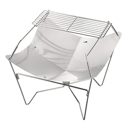 BUNDOK バンドック 焚火台 Lotus ロータスプラス BD-467 網付き ステンレス 収納ケース付 コンパクト シルバー ac 29 cb 99