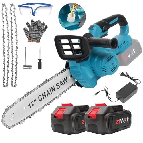 VANBAR 12インチ チェーンソー 充電式 電動ノコギリ ブラシレス 電鋸電動 コードレス 切断径350 mm 給油 大容量バッテリー搭載 家庭用 エンジン ポータブル ハンディ木工切断 枝切り 薪作り庭木の剪定 竹の伐採 園芸 3 b 05 c 74