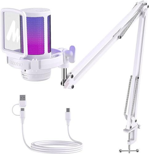 MAONO USB コンデンサーマイク ゲーミングマイク PC マイクセット ノイズキャンセリング ミュートボタン 単一指向性 RGBライティング 音量コントロール プラグ＆プレイ パソコンマイク ゲーム実況 ライブ配信 ポットキャス 2 b 7 de 08 c