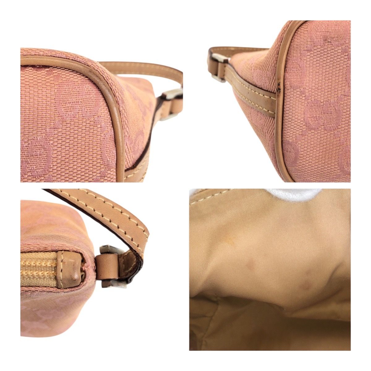 美品 GUCCI グッチ ピンク シルバー金具 GGキャンバス/レザー 039 1103