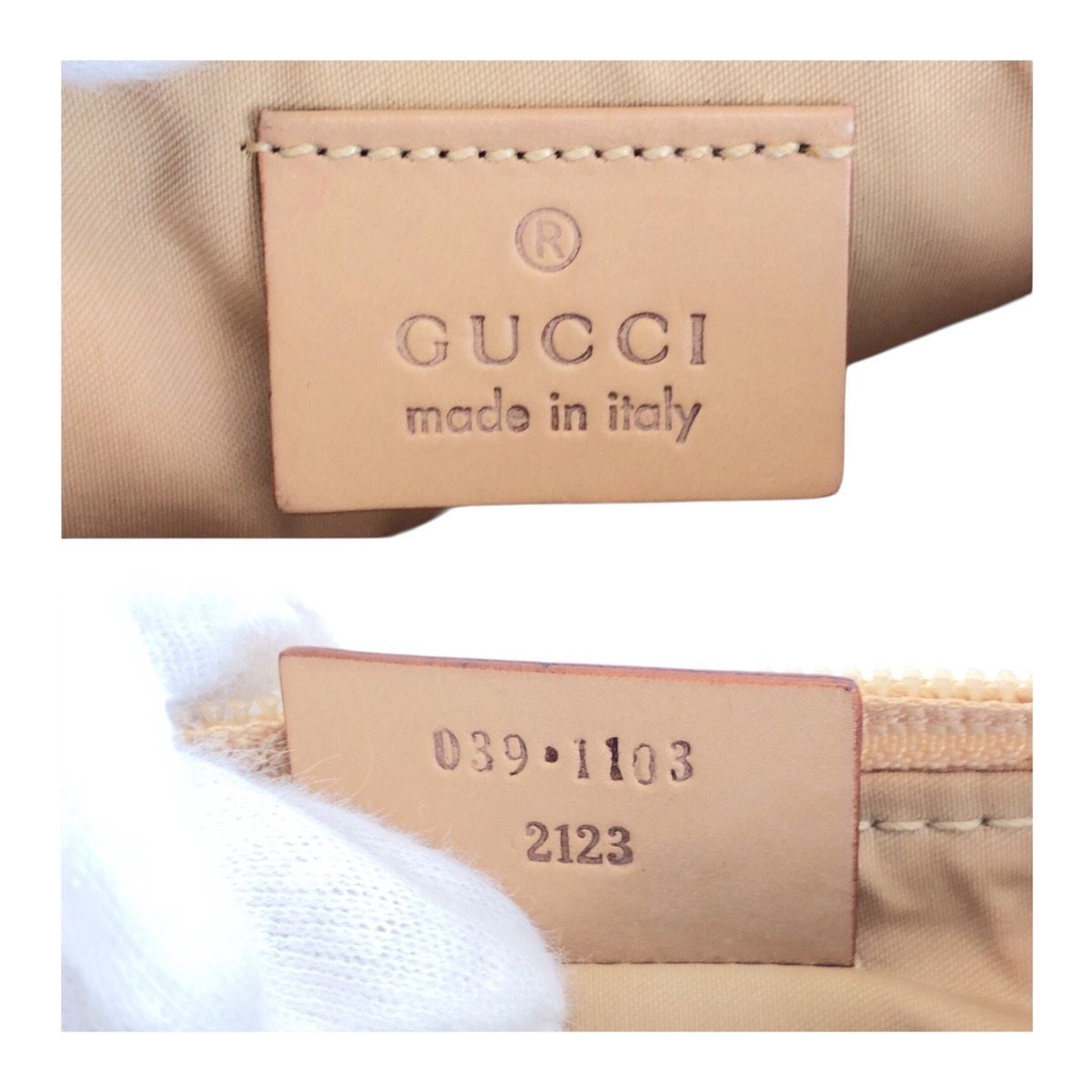 美品 GUCCI グッチ ピンク シルバー金具 GGキャンバス/レザー 039 1103  