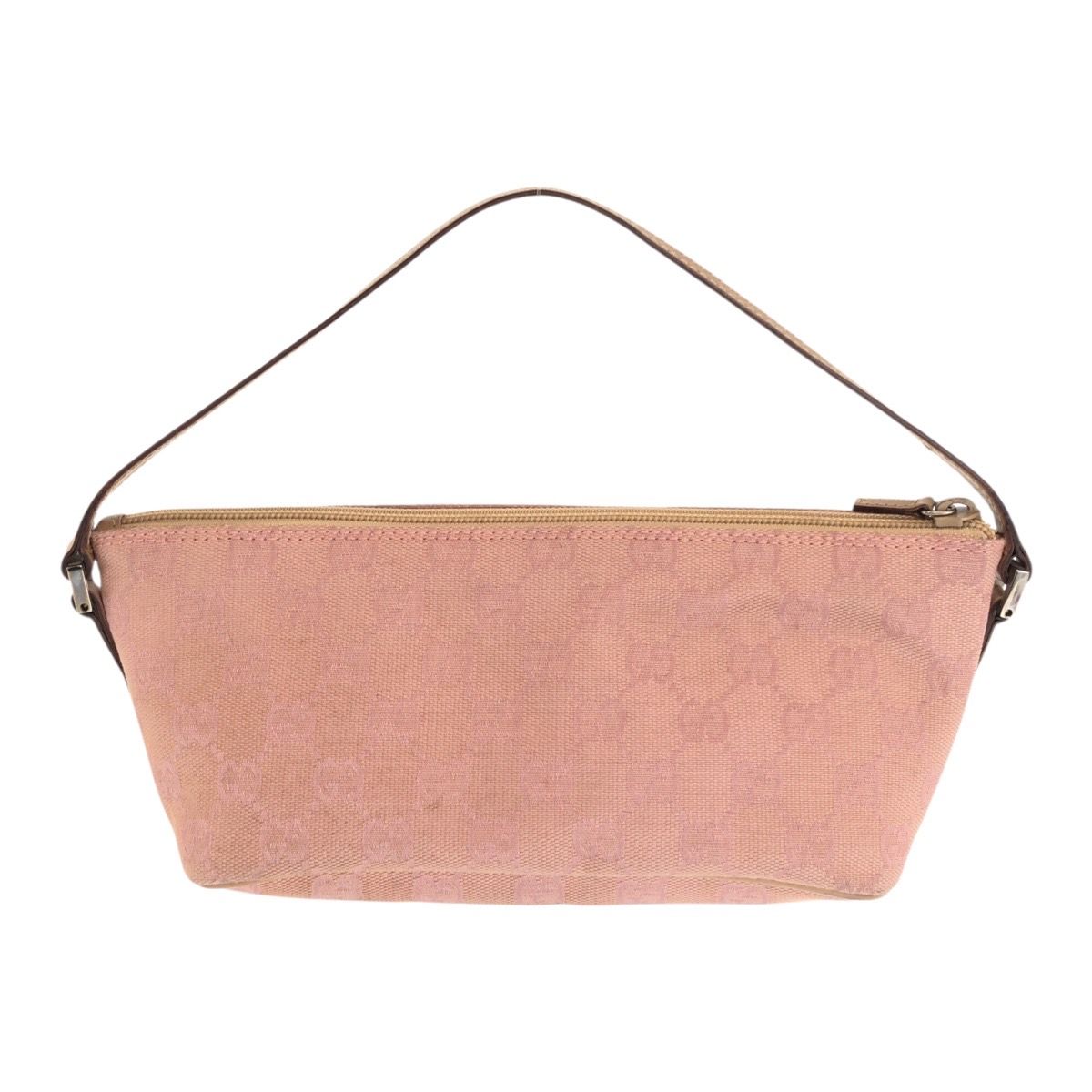 美品 GUCCI グッチ ピンク シルバー金具 GGキャンバス/レザー 039 1103  