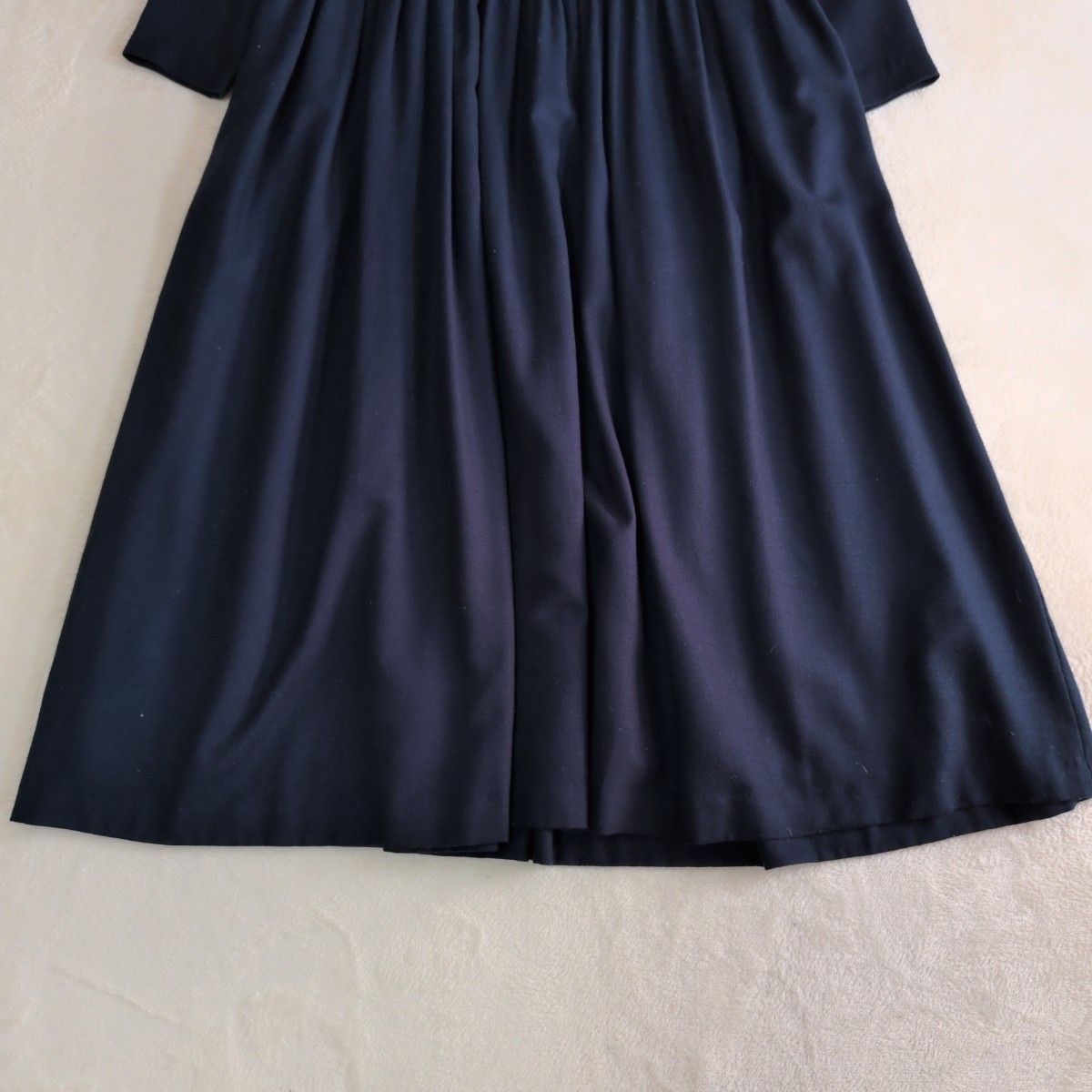 美品✨ ebure エブール ウールウエストギャザーワンピース ネイビー 38