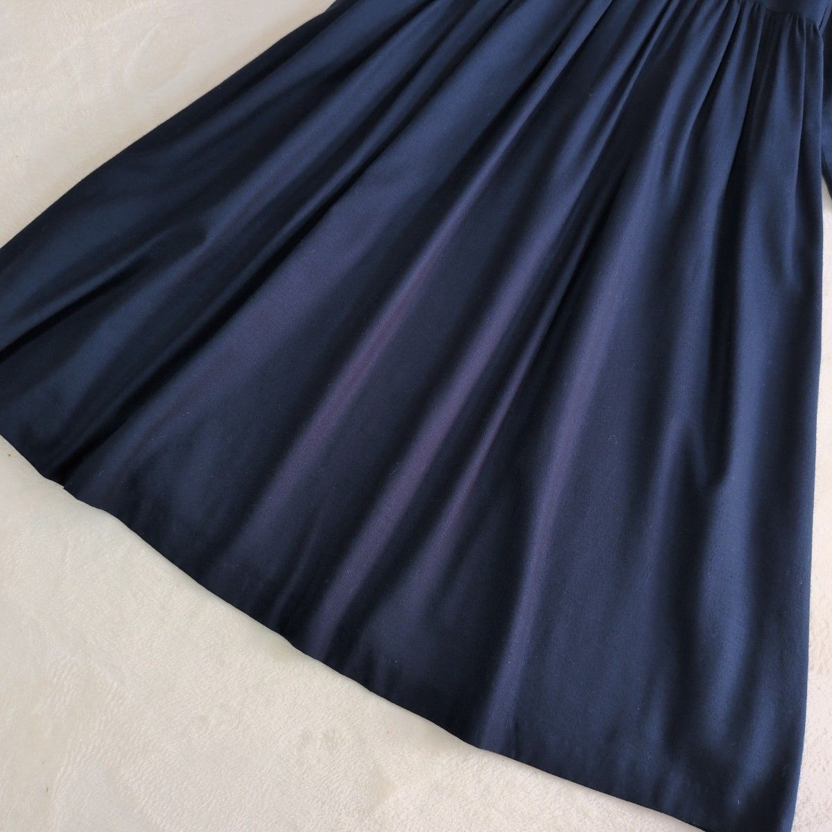 美品✨ ebure エブール ウールウエストギャザーワンピース ネイビー 38