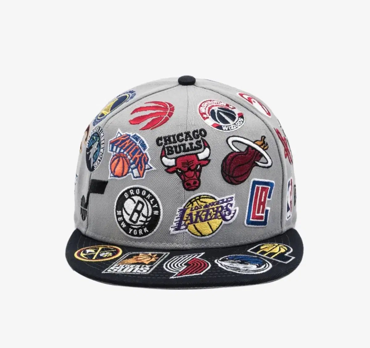 ERA NBA オールオーバー スナップバック グレー ネイビー M L サイズ