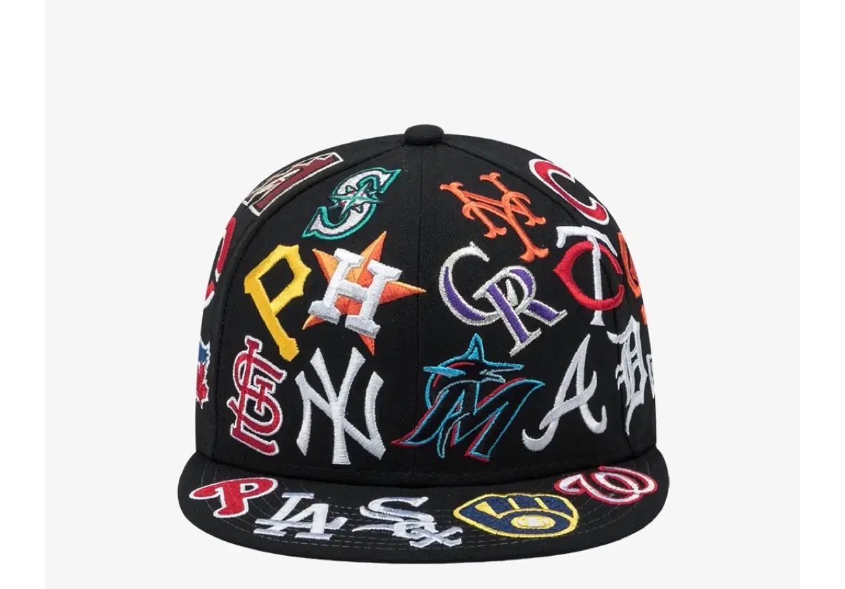 ERA MLB チーム ロゴ オールオーバー スナップバック ブラック マルチ フリーサイズ