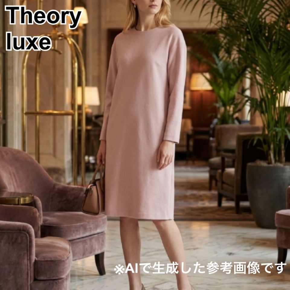 セオリーリュクス theory luxe Aラインワンピース フ ひざ丈 ピンク レディース M ウール100％ 日本製 冠婚葬祭 フォーマル 結婚式 二次会 通勤 入園式 卒園式 上品 きれいめ 体型カバー ストレッチ 大人可愛い
