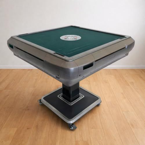 全自動 ー雀鳳ージャンホウー 全自動麻雀卓 家庭用 丸型中央パネル 静音設計 折りたたみ収納 28 mm麻雀牌 キャスター 3人打ち 4人打ち アルミ脚 ブラック m