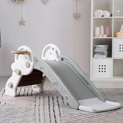 OSJ 滑り台 すべり台 幼児用滑り台とバスケットゴール 遊具 室内遊具 室外 屋内 家庭用 プレゼント おもちゃ 1 3歳 EN 71取得済み m