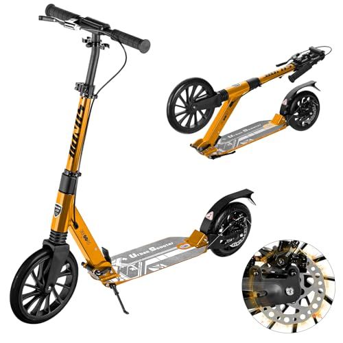 SUNPIE キックボード キックスクーター 折り畳み式 2025最新ディスクブレーキ付き 10インチタイヤ フット ハンドブレーキ 4段階にて調整 機能充実 子供 大人用 アルミニウム製 大人 子供用 プレゼント ギフト包装選択 修理保障 m