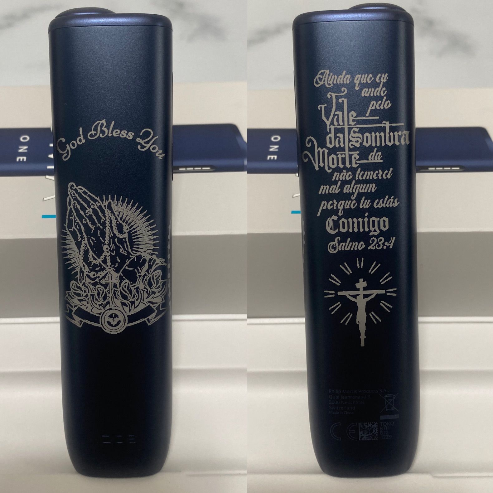 祈り手 聖書 加工 iQOS ILUMA i ONE アイコス イルマ ワン ミッドナイトブラック 黒 合掌 ロザリオ キリスト 十字架 クロス ♥ オリジナル カスタム