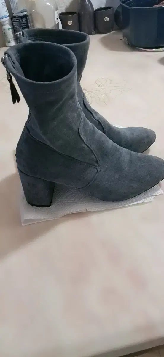 スウェード アンクル ブーツ 濃い紫