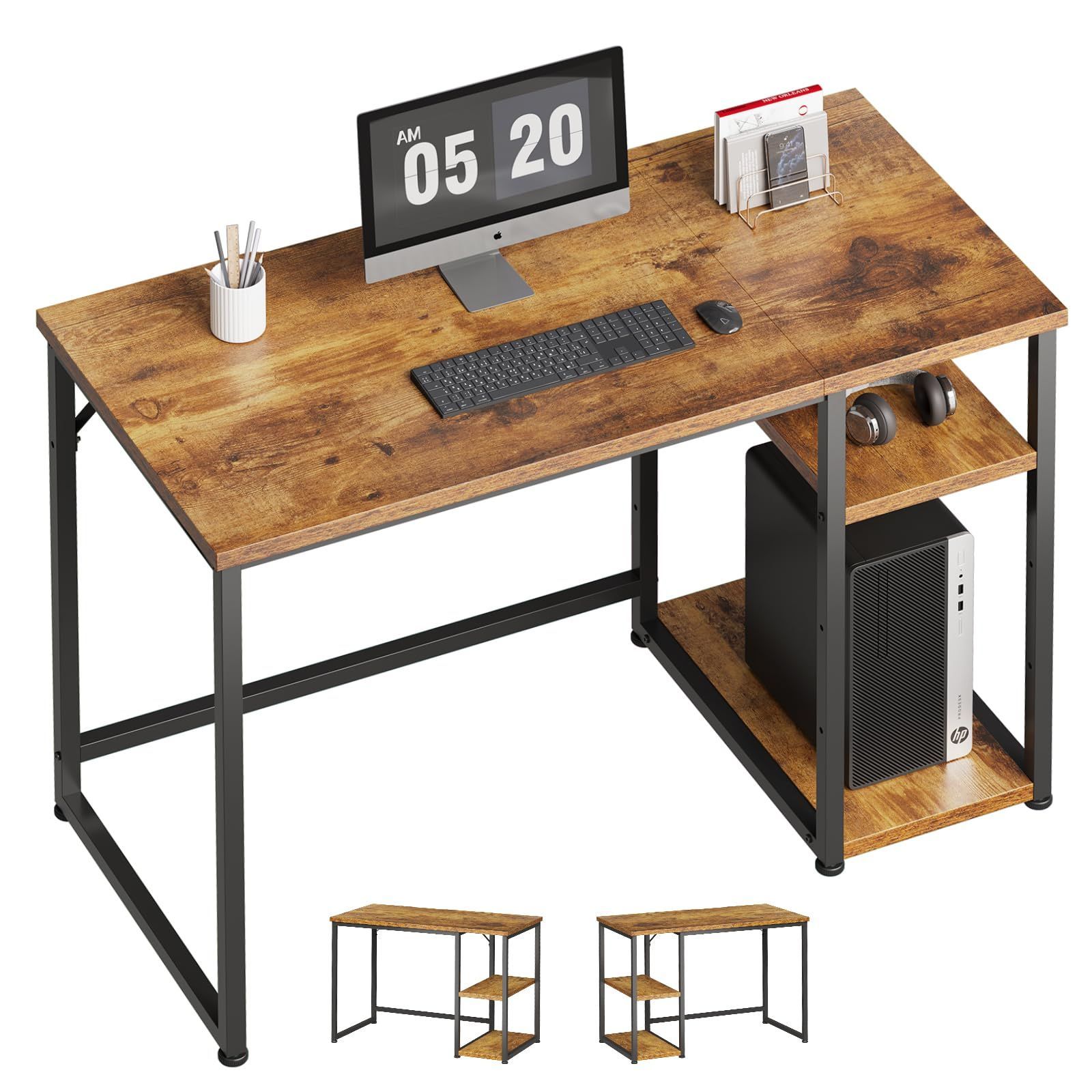 computer desk 勉強机 ゲーミングデスク pcデスク ワークデスク 家具 パソコンラック 机 table 学習机 デスク パソコンデスク 収納 100幅100 奥行48 高さ74 cm Maihail スチールウッド簡