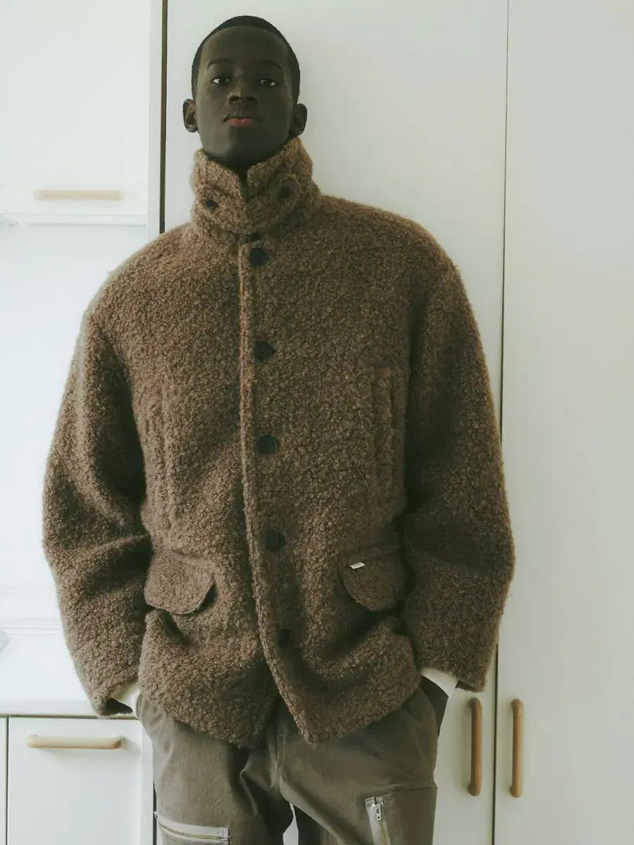 ノイズ ハーフ ウール コート ブラウン XL