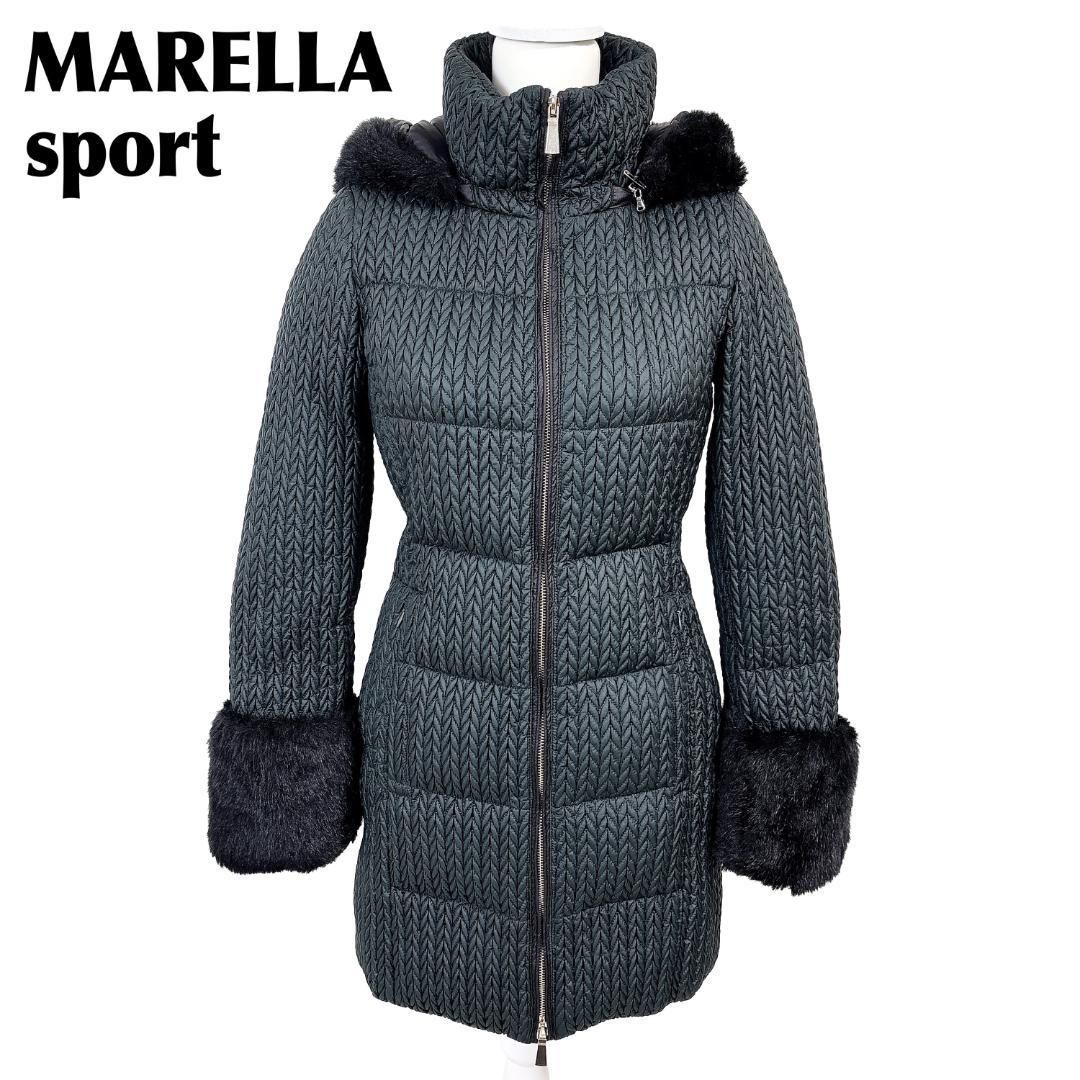 MARELLA エコファー キルティング中綿コート 40 グリーン