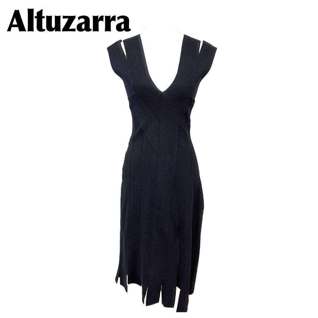 Altuzarra ノースリーブワンピースドレス M 無地 ブラック