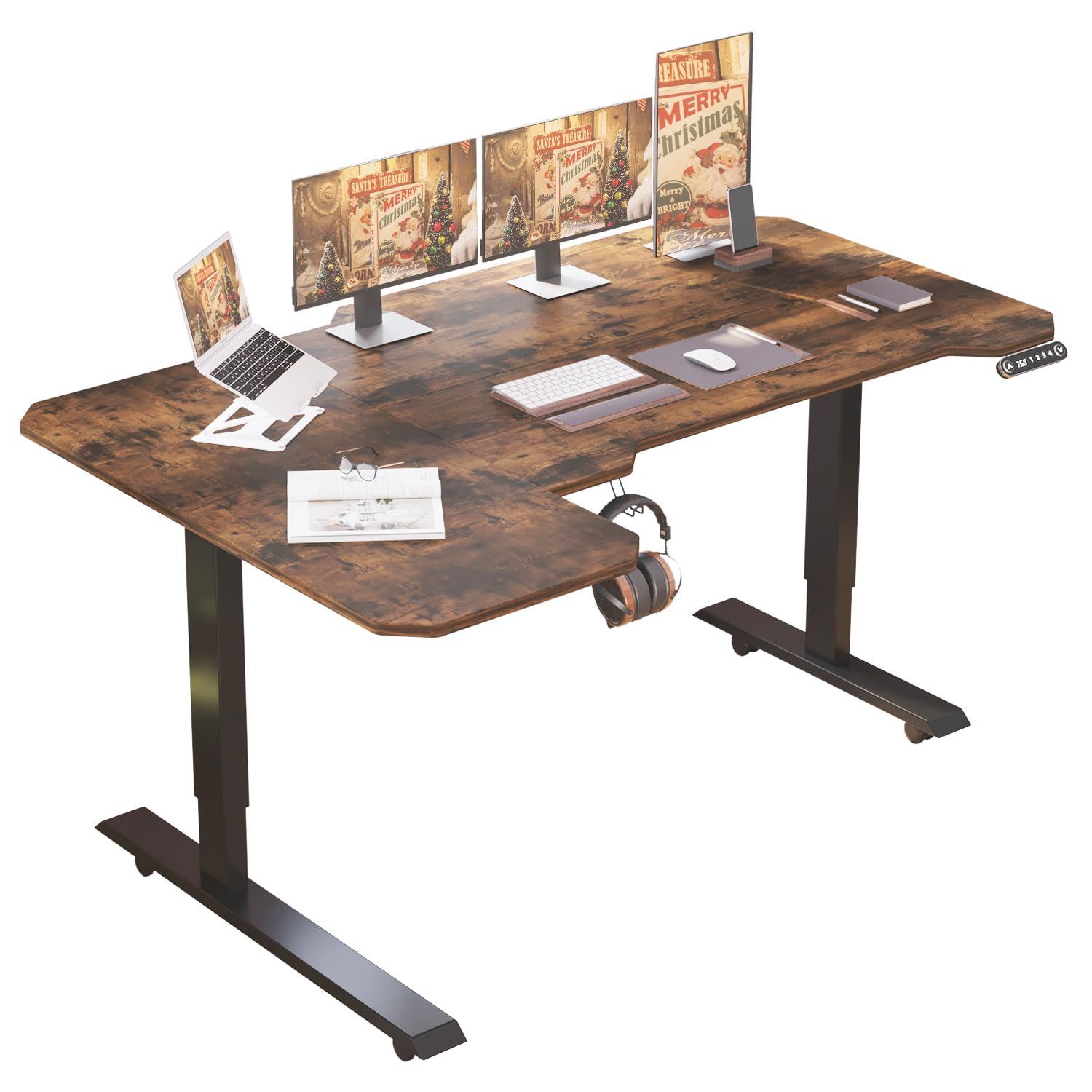 150 CM 101 机 電動式スタンディングデスク オフィスワークテーブル 電動昇降式 昇降式机 つくえ ゲーミングデスク 電動式 パソコンラック 高さ 71 117 デスク 高さ調節 メモリー機能付き BilBil brown