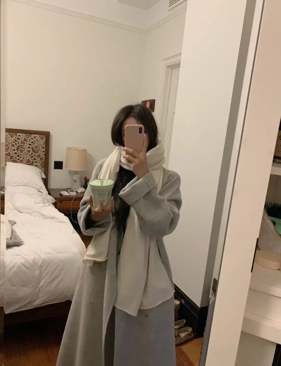 リズ イヴ eve ハンドメイド コート メランジュグレー ロング