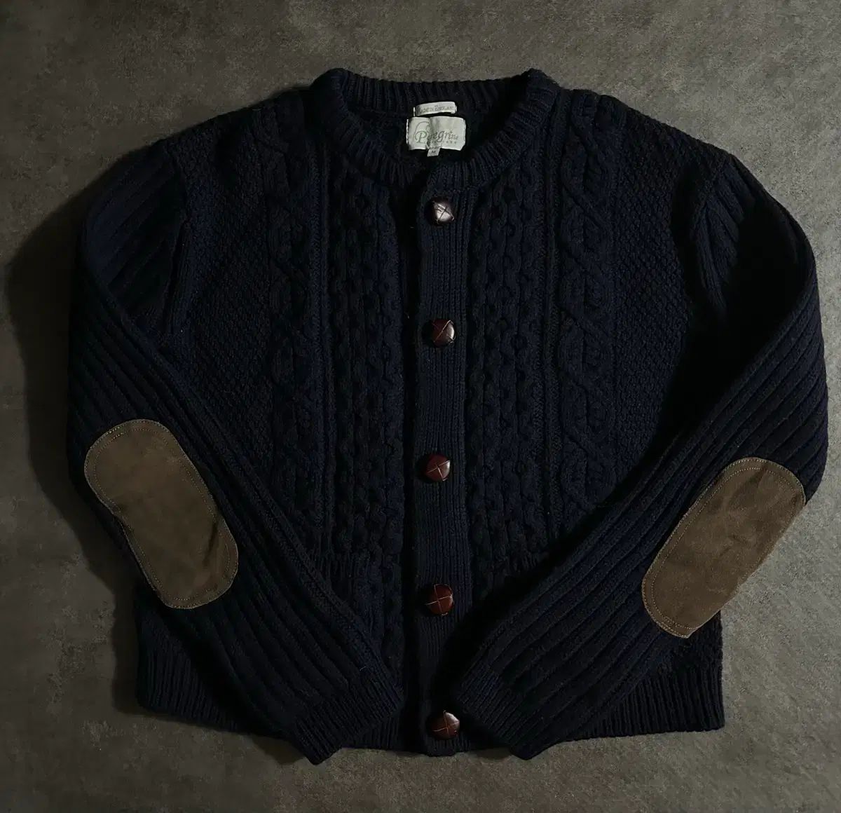 90 s Peregrine 英国製 ウール ケーブル カーディガン M