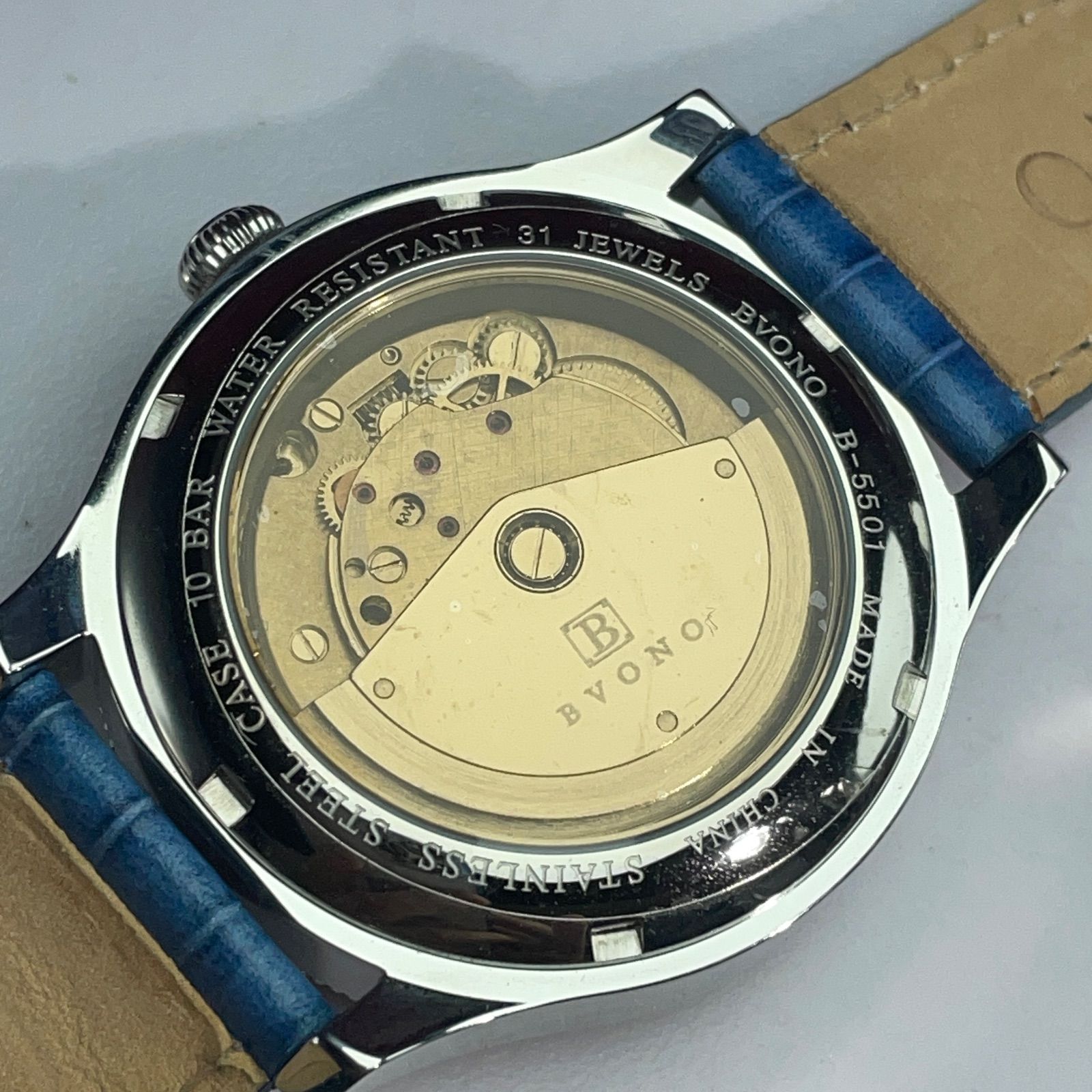 90 s ♥ BVONO ITALY 自動巻 尾錠 シースルーバック